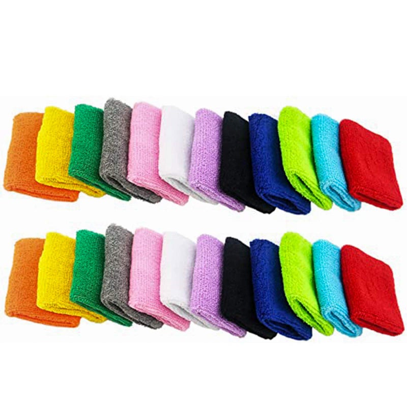 Ogrmar 12 Pairs Cotton Sweat Sports Sweatband Basketball Wristband (12 Pairs) - Image 1